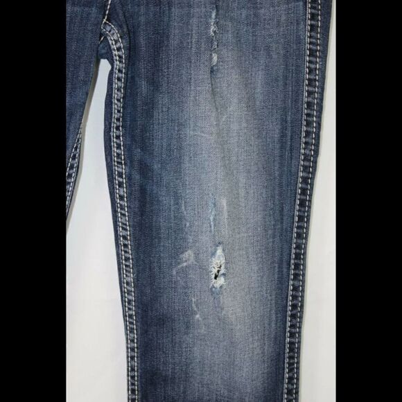 Silver Frances Capri Jeans Womens 28 Distressed Medium Wash Low Rise - Picture 3 of 12